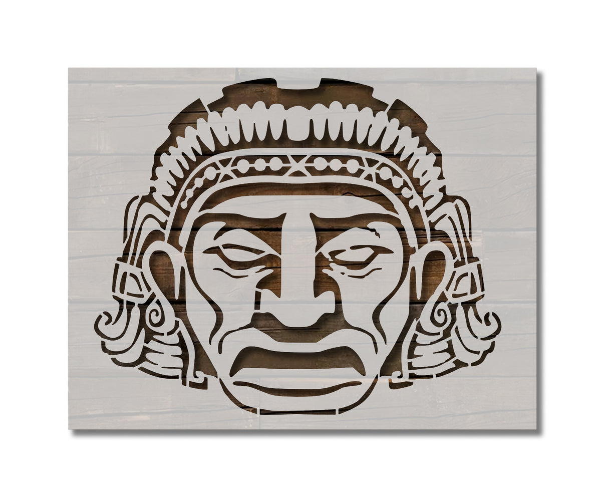 Mayan Face Aztec Mexico Mask Stencil (560) – Stencilville