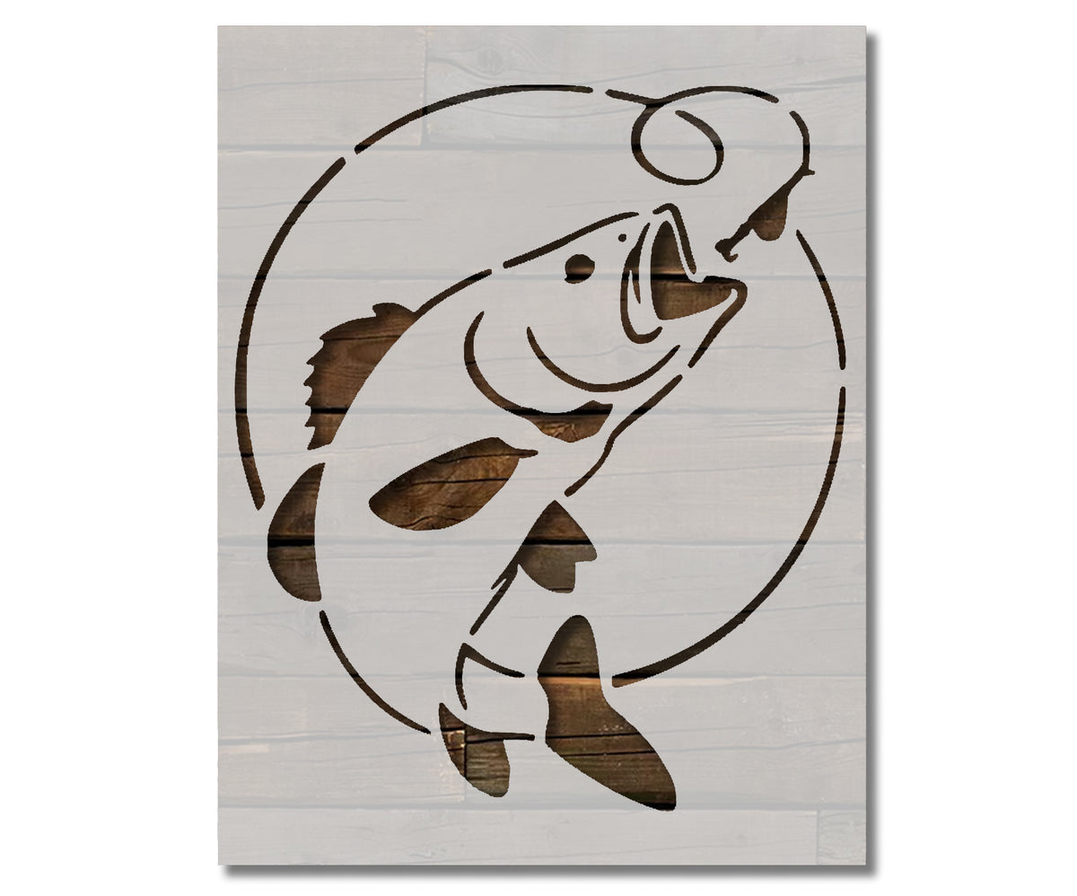 Bass Fish Fishing Custom Stencil (315) – Stencilville bass-fish-fishing-custom-stencil-315-stencilville