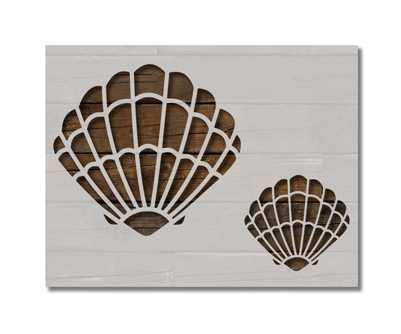 Scallop Clam Seashell Sea Shell Stencil (403)