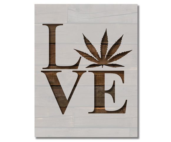 Love Marijuana Weed Leaf Stencil (559)