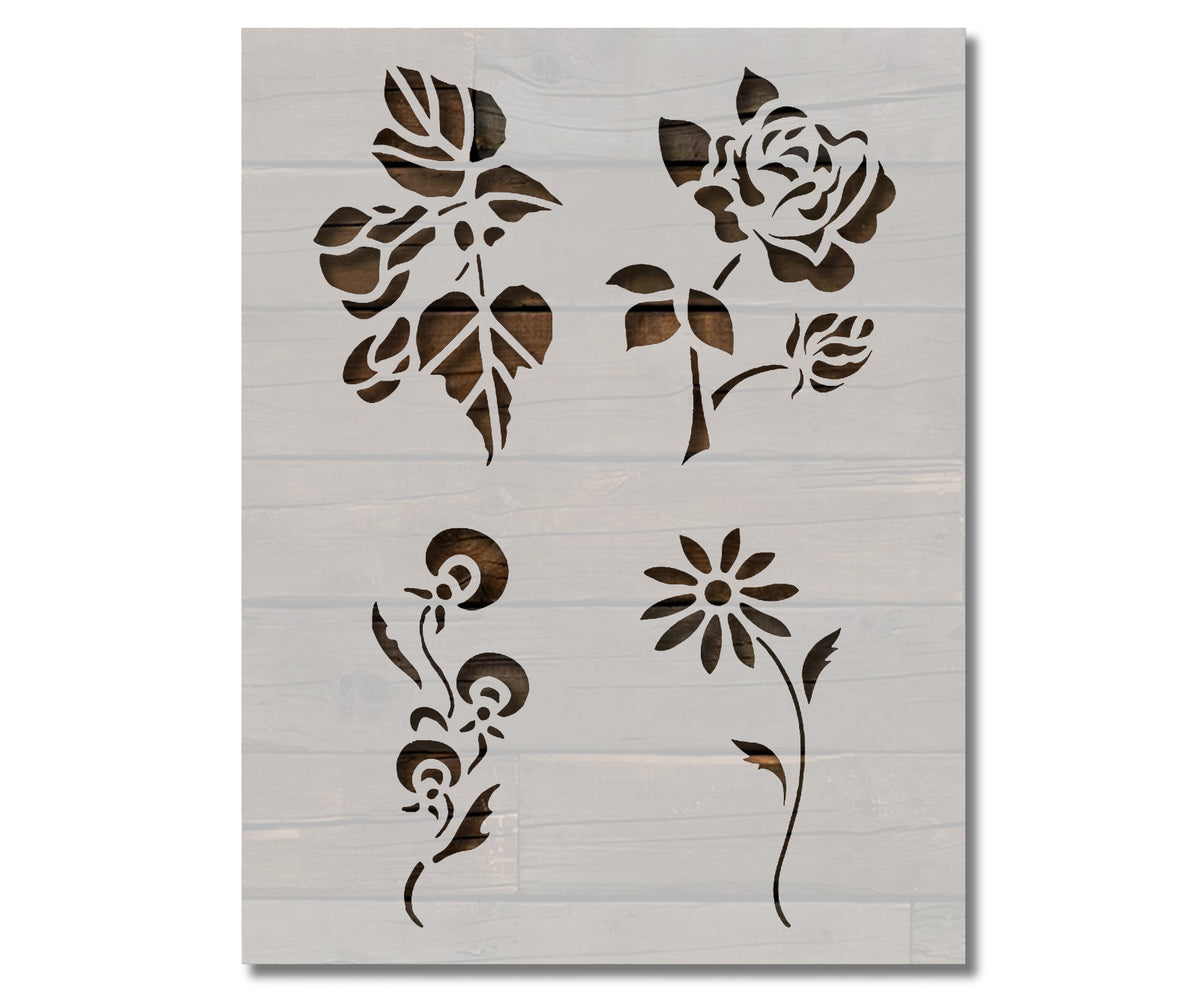 Flowers Floral Roses Flower Pattern 9 Stencil (765) – Stencilville