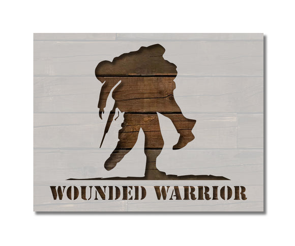 Wounded Warrior Military Fallen Soldier Stencil (844)