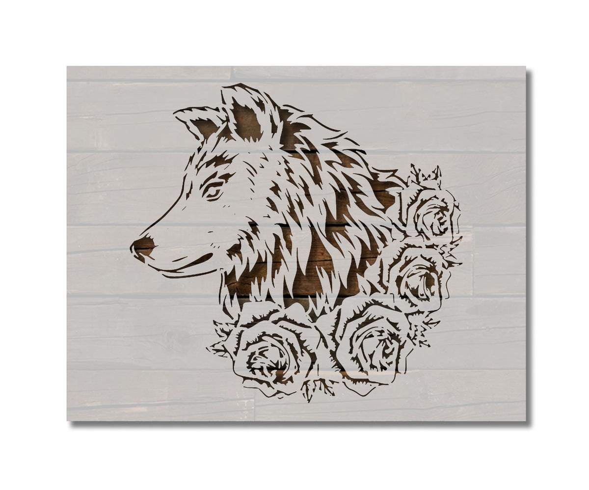 Vintage Floral Wolf Stencil (914) – Stencilville vintage-floral-wolf-stencil-914-stencilville