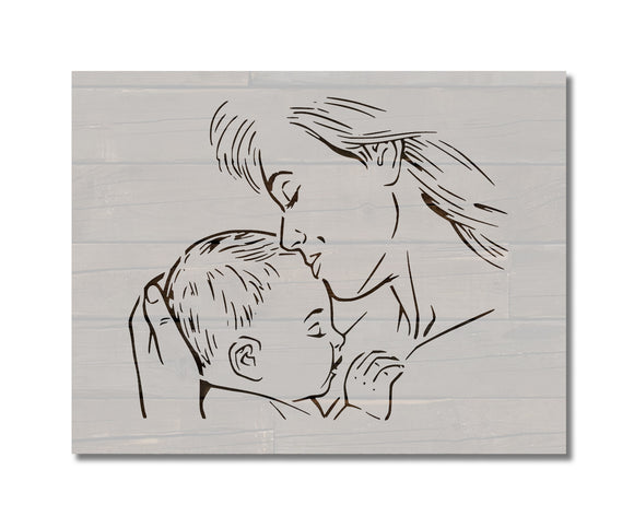 Mother and Baby Child Embracing Hugging Mother's Day Stencil (949)
