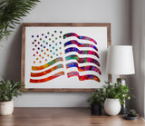 USA US American Flag Waving Wave Wavy Stencil (199)