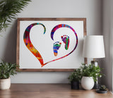 Baby Feet Foot Prints Footprints in Heart Stencil (258)