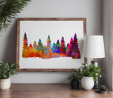 Forest Line Pine Trees Smokey Mountains Stencil (269)