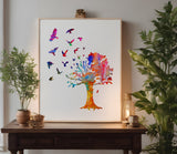 Birds Flying Out Large Country Tree Custom Stencil (3)