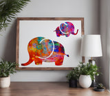 Mom and Baby Elephant Elephants Custom Stencil (471)