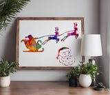 Santa Claus Sleigh Reindeer Christmas Stencil (473)