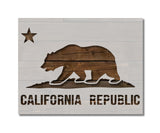 California Republic Flag Bear Star Stencil (527)