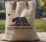 California Republic Flag Bear Star Stencil (527)