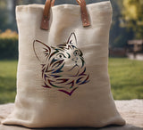 Cat Head Face Tribal Stencil (528)
