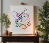 Cat Head Face Tribal Stencil (528)