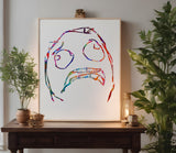 Comic Rage Scared Face Drawing Stencil (536)