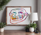 Comic Rage Troll Face Smiling Drawing Stencil (537)