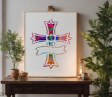 Cross Banner Jesus Stencil (539)