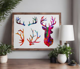 Deer Antlers Mount Wall Stencil (541)