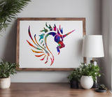 Tribal Unicorn Dragon Stencil (543)