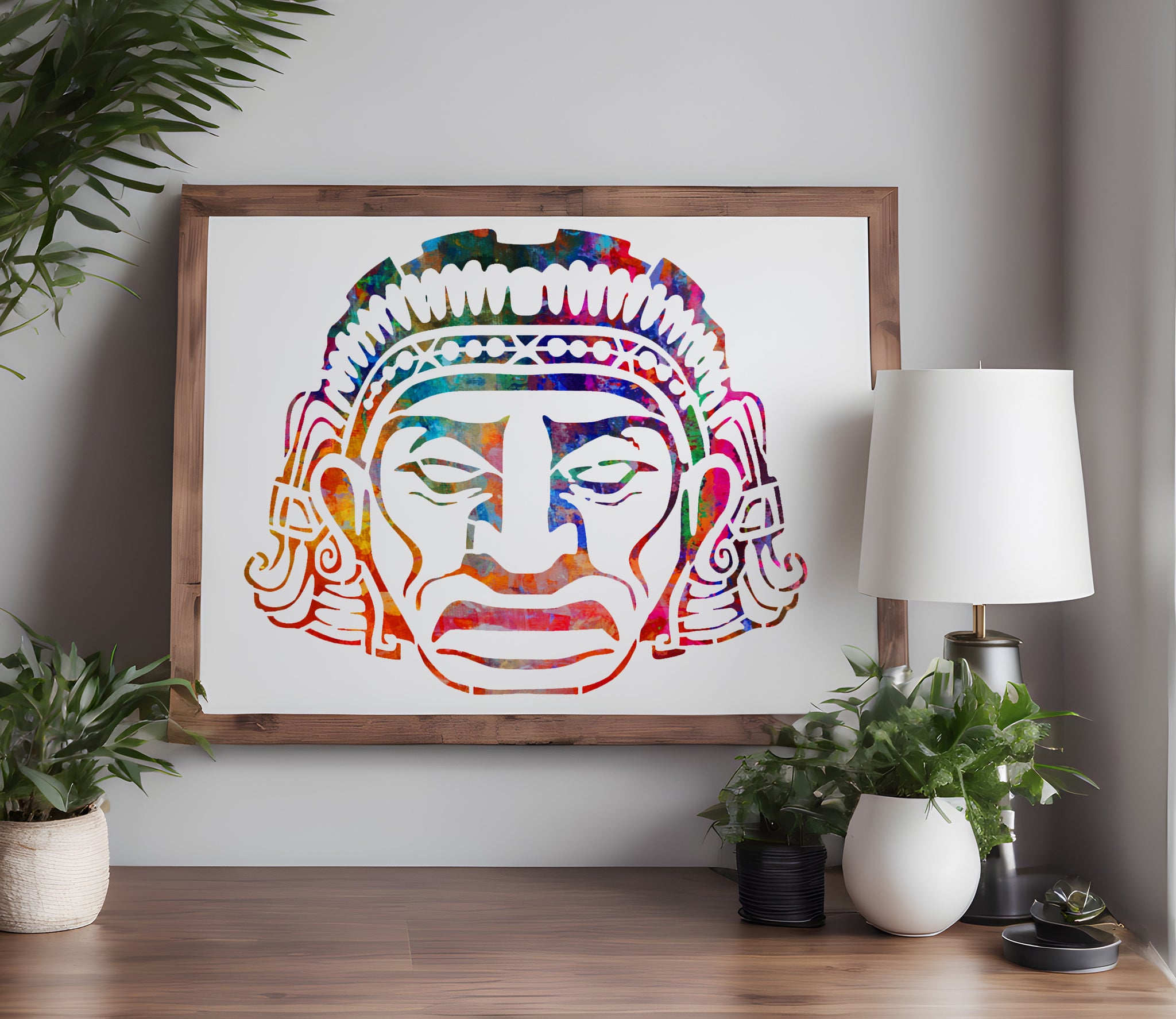 Mayan Face Aztec Mexico Mask Stencil (560) – Stencilville
