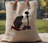 Soldier Kneel Pray Rifle Helmet Stencil (585)