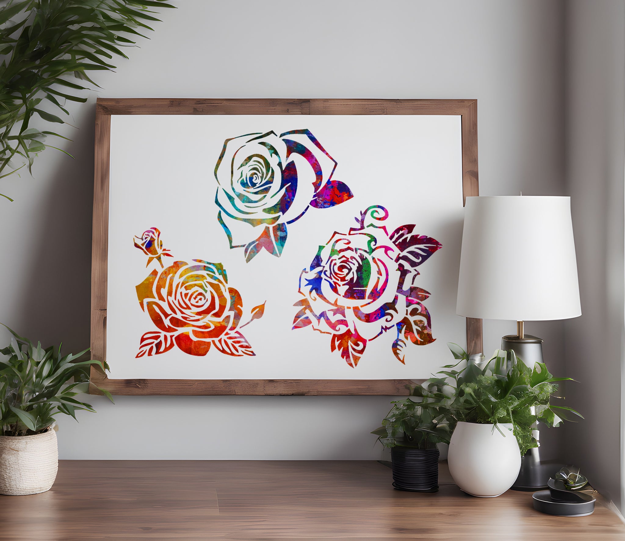 Three Roses Stencil Roses Three Stencil (594) – Stencilville