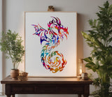 Tribal Dragon Seahorse Stencil (596)
