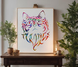 Tribal Kitten Cat Stencil (601)