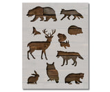 Wild Animals Bear Owl Fox Stencil (609)