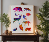 Wild Animals Bear Owl Fox Stencil (609)