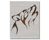 Tribal Wolf Howling Stencil (610)
