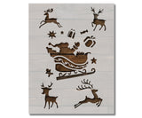 Santa Sleigh Reindeer Gifts Christmas  Stencil (613)