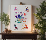 Santa Sleigh Reindeer Gifts Christmas  Stencil (613)