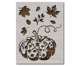 Pumpkin Carved Fall Autumn Leaf Leaves  Stencil (622)