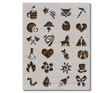 Mixed Icons Heart Ribbon Hat Sun Coffee Star  Stencil (623)