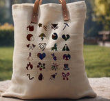 Mixed Icons Heart Ribbon Hat Sun Coffee Star  Stencil (623)