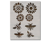 Bee Bees Flower Flowers Stencil (624)