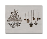 Merry Christmas Ornament Bow Star Present Stocking Stencil (625)