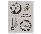 Merry Christmas Candy Cane Snowflakes Happy New Year Stencil (626)