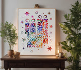 Christmas Present Holiday Snow Stars Stencil (627)