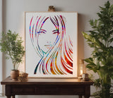 Girl Long Hair Eyes Model Stencil (630)