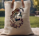 Girl Long Hair Eyes Roses Butterfly Model Stencil (631)