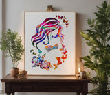 Girl Long Hair Eyes Roses Butterfly Model Stencil (631)