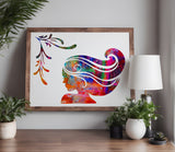 Woman Girl Hair Wind Stencil (636)