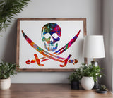 Pirate Skull Crossed Swords Flag Custom Stencil (63)