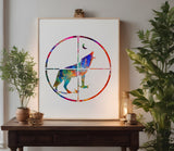 Coyote Wolf Hunting Bullseye Scope Crosshairs Stencil (644)