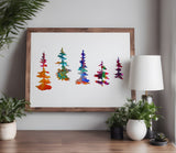 Pine trees various forest Stencil (720)