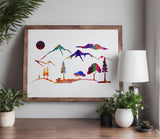 Mountains Trees Landscape Scenery Woods Stencil (721)