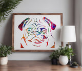 Pug Dog Breed Face Head Stencil (728)