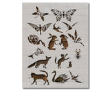 Animals Birds Butterfy Rabbits Cats Bug Fox Stencil (745)